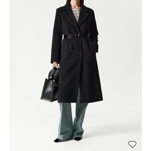 Brand New & Other Stories Single Breasted Black Wool Coat Size 12